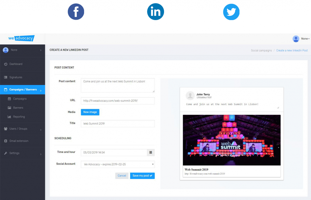 création post réseaux sociaux